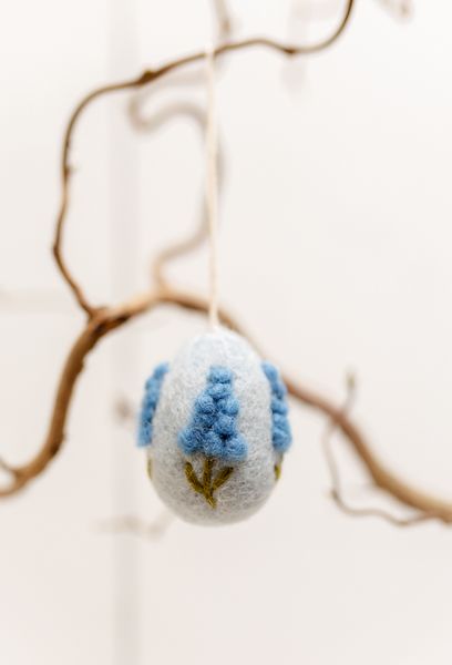 Suspension de Pâques, feutrine, œufs avec fleurs, lot de 4