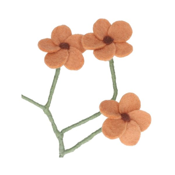 Branche fleurie, feutrine, rose, 40 cm