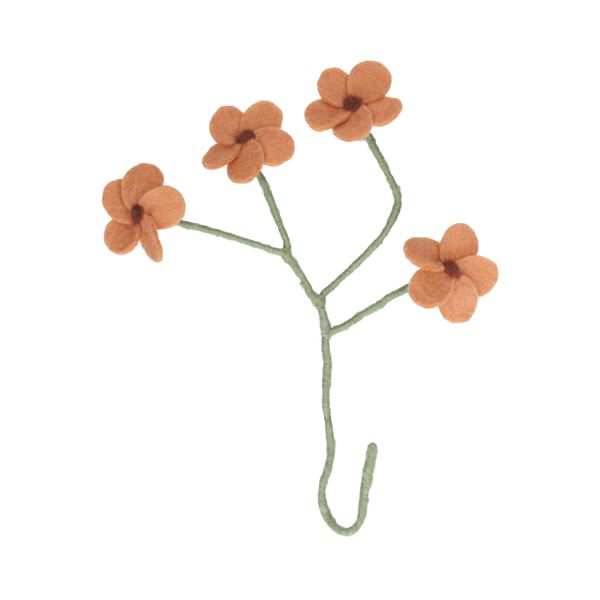 Branche fleurie, feutrine, rose, 40 cm