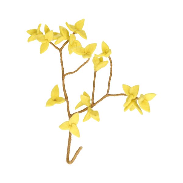 Branche de forsythia, feutrine, jaune, 40 cm