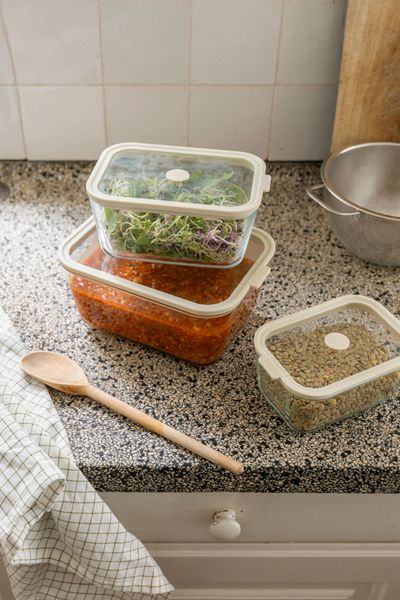 Plat à four/de conservation avec couvercle en verre, verre résistant à la chaleur et silicone, 2,5 L