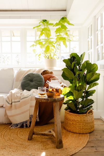 Plaid, wol/katoen, off white, 127 x 178 cm