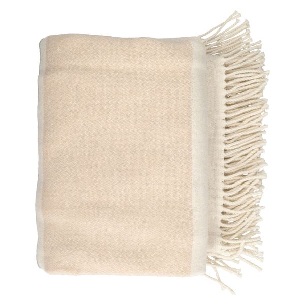 Plaid, laine/coton, blanc cassé, 127 x 178 cm