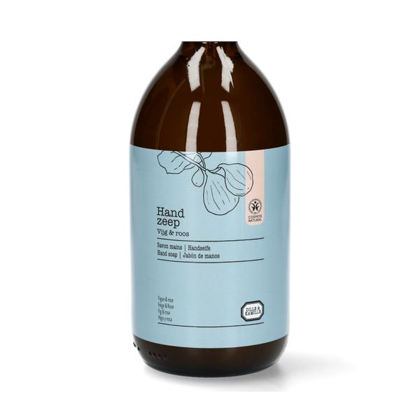 Handzeep, glazen fles, vijg & roos, 500 ml