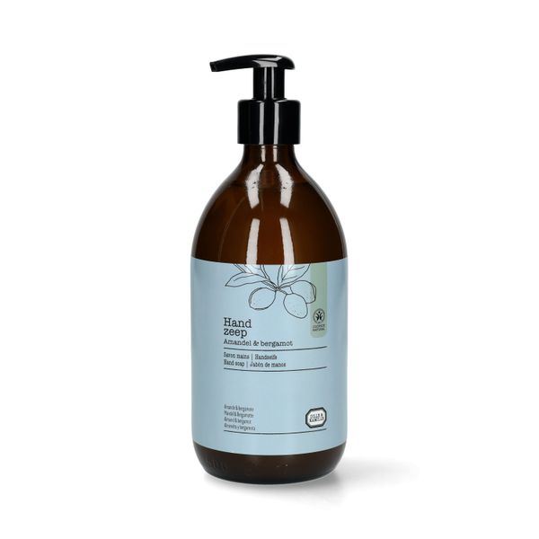 Handzeep, glazen fles, amandel & bergamot, 500 ml