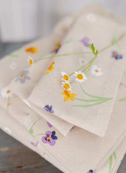 Tafelkleed, GOTS bio-katoen, lentebloem, 145 x 180 cm