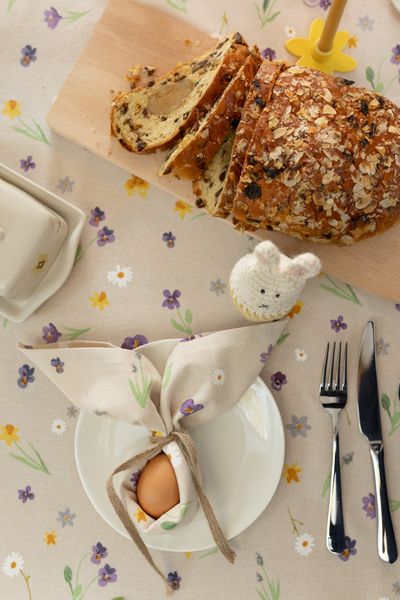 Tafelkleed, GOTS bio-katoen, lentebloem, 145 x 300 cm