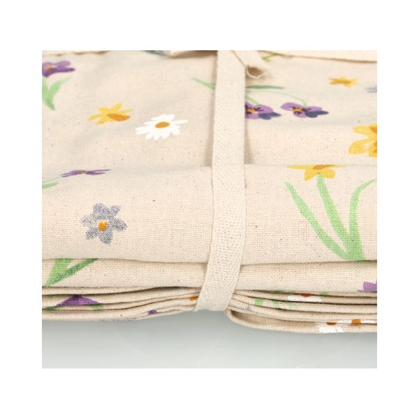 Nappe, coton biologique GOTS, motif fleurs de printemps, 145 X 300 cm