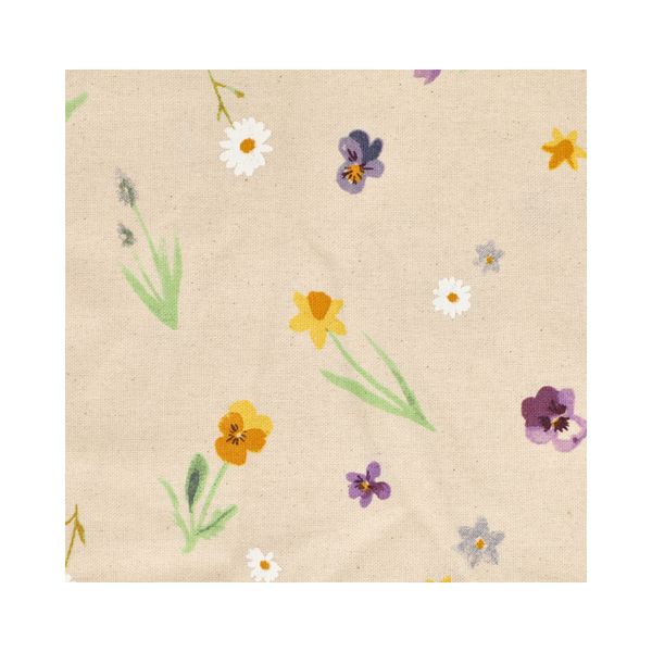 Chemin de table, coton biologique GOTS, motif fleurs de printemps, 50 x 145 cm