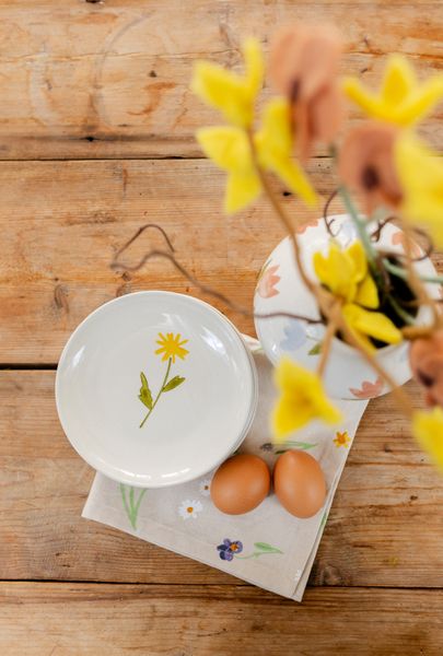 Torchon, coton biologique GOTS, motif fleurs de printemps, 50 x 70 cm