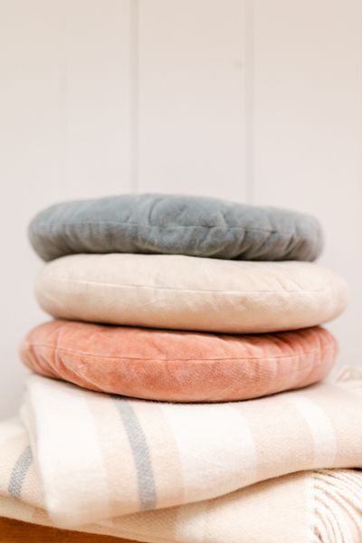 Velours kussen, bio-katoen, terracotta, rond, Ø 40 cm