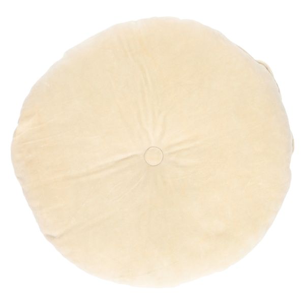 Velours kussen, bio-katoen, ecru, rond, Ø 40 cm