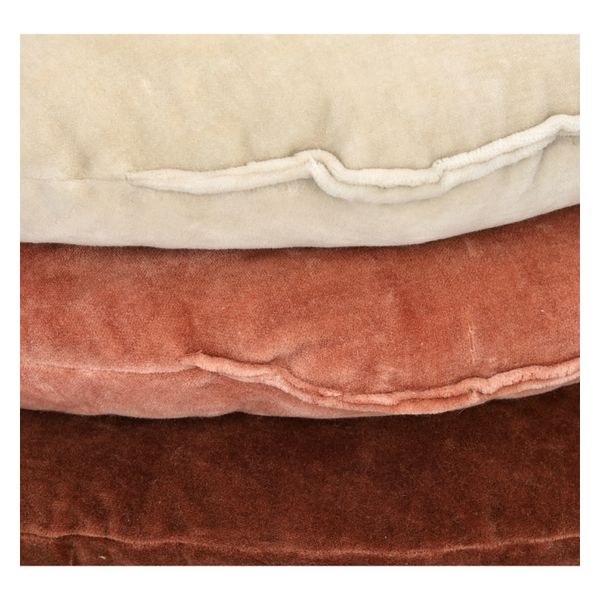 Velours kussen, bio-katoen, ecru, rond, Ø 40 cm