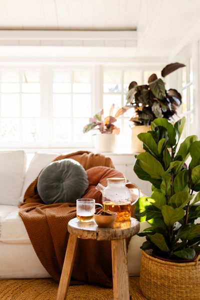 Velours kussen, bio-katoen, blauw, rond, Ø 40 cm