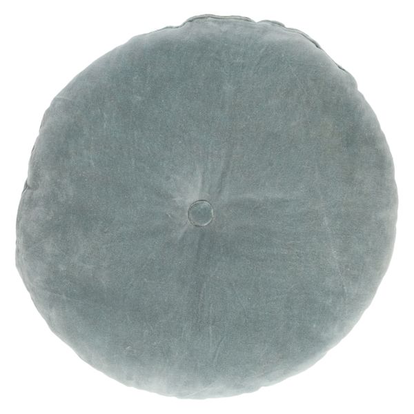 Velours kussen, bio-katoen, blauw, rond, Ø 40 cm