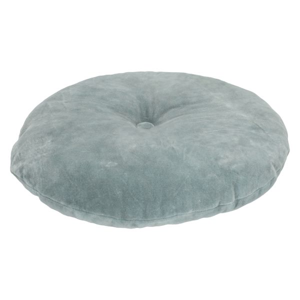 Velours kussen, bio-katoen, blauw, rond, Ø 40 cm