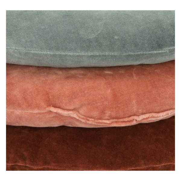 Velours kussen, bio-katoen, blauw, rond, Ø 40 cm