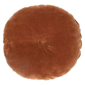 Coussin velours, coton bio, brun, rond, Ø 40 cm