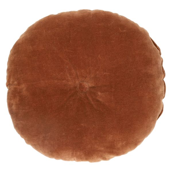 Coussin velours, coton bio, brun, rond, Ø 40 cm