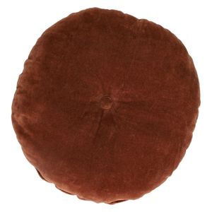 Velours kussen, bio-katoen, bruin, rond, Ø 40 cm 