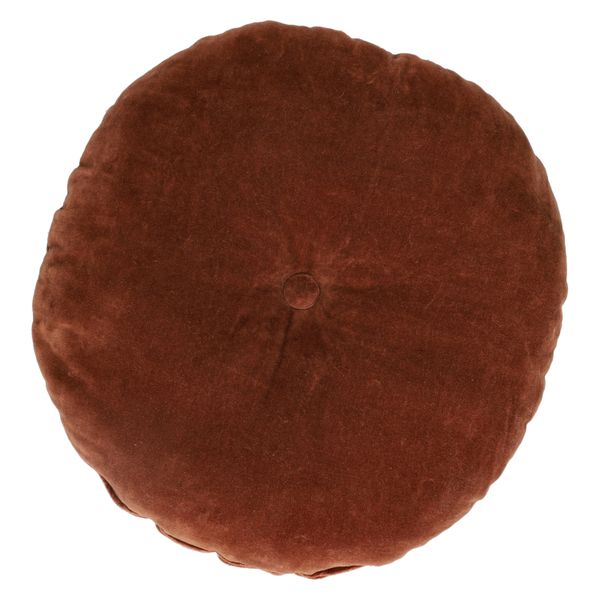 Velours kussen, bio-katoen, bruin, rond, Ø 40 cm 