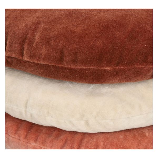 Velours kussen, bio-katoen, bruin, rond, Ø 40 cm 