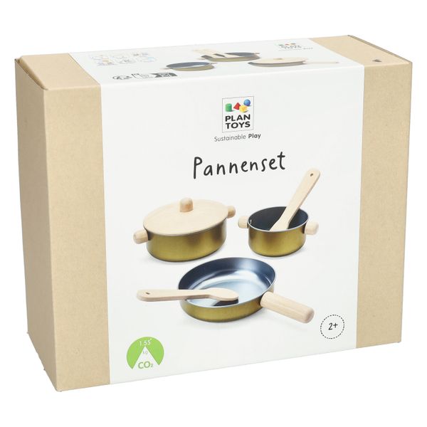 Batterie de cuisine pour enfant, métal et hévéa, 2+