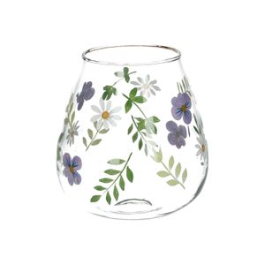 Große Vase, Glas, mit Blumen handbemalt, Ø19 x 16 cm Große Vase, Glas, mit Blumen handbemalt, Ø19 x 16 cm