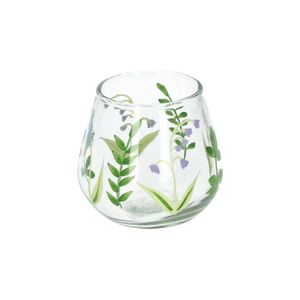 Teelichthalter, Glas, blaue Traubenhyazinthe, Ø 8 x 8 cm Teelichthalter, Glas, blaue Traubenhyazinthe, Ø 8 x 8 cm