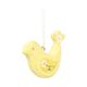 Hanger, katoen maché, geel vogeltje met madelief, 6 x 8 cm