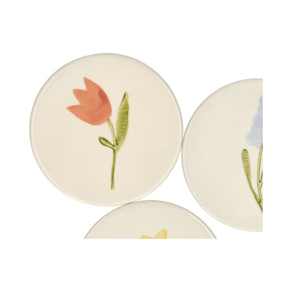 Onderzetters, steengoed, bloemen, Ø10 cm