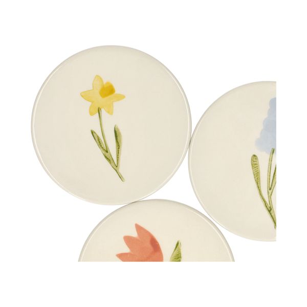 Onderzetters, steengoed, bloemen, Ø10 cm