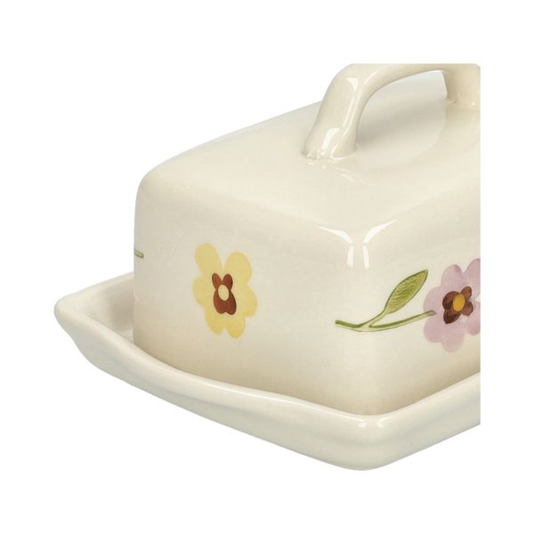 Butter dish, stoneware, violets, 18.5 x 13.5 cm