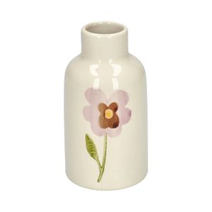 Kleine Vase, Steingut, handbemalt, Veilchen, Traubenh. und Gänseblümchen, Ø6, x 12,5 cm Kleine Vase, Steingut, handbemalt, Veilchen, Traubenh. und Gänseblümchen, Ø6, x 12,5 cm