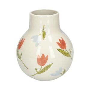 Vase, Steingut, handbemalt, Krokusse und Tulpen, Ø14 x 16.5 cm Vase, Steingut, handbemalt, Krokusse und Tulpen, Ø14 x 16.5 cm