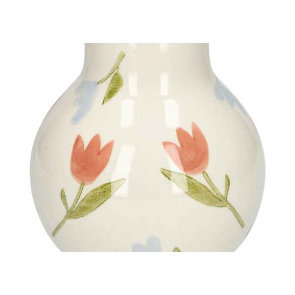 Vaas, steengoed, handbeschilderd, krokussen en tulpen, Ø14 x 16.5 cm