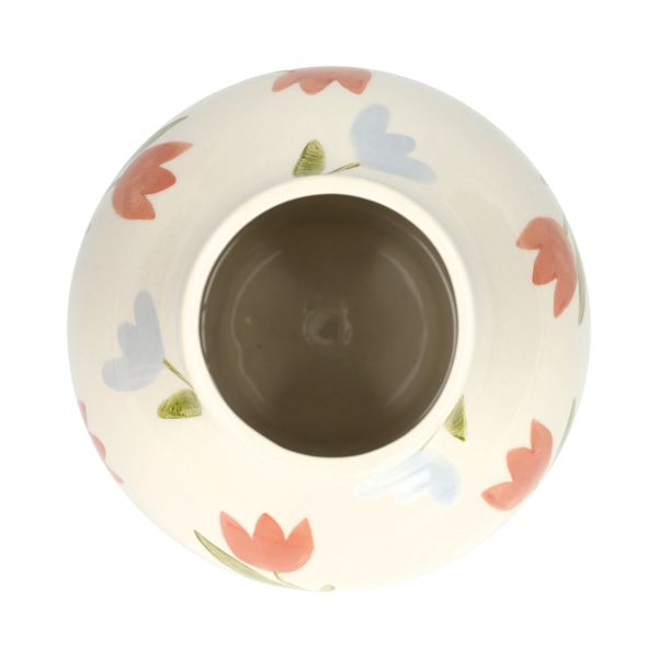 Vaas, steengoed, handbeschilderd, krokussen en tulpen, Ø14 x 16.5 cm