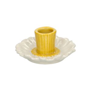 Kerzenhalter Krokus, Steingut, weiß und gelb, Ø 8,8 x 4 cm Kerzenhalter Krokus, Steingut, weiß und gelb, Ø 8,8 x 4 cm