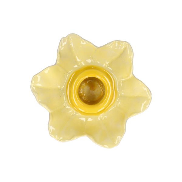 Kandelaar narcis, steengoed, geel, Ø 10,5 x 4 cm