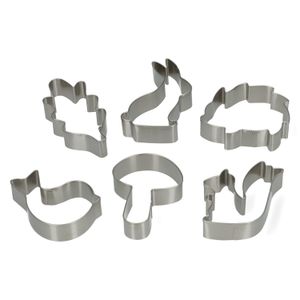 Cutters, recycled stainless steel, set of 6 woodland shapes