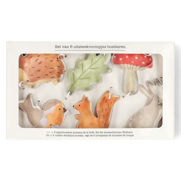 Cutters, recycled stainless steel, set of 6 woodland shapes