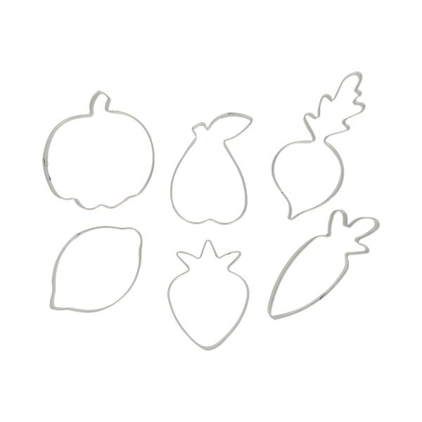 Emporte-pièces, inox recyclé, fruits & légumes, lot de 6