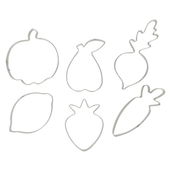 Emporte-pièces, inox recyclé, fruits & légumes, lot de 6
