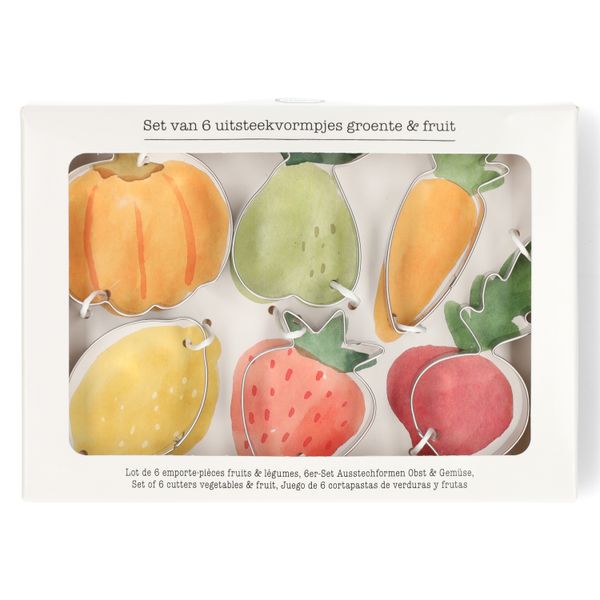 Emporte-pièces, inox recyclé, fruits & légumes, lot de 6
