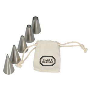 Circular mouth nozzles, stainless steel, set of 5