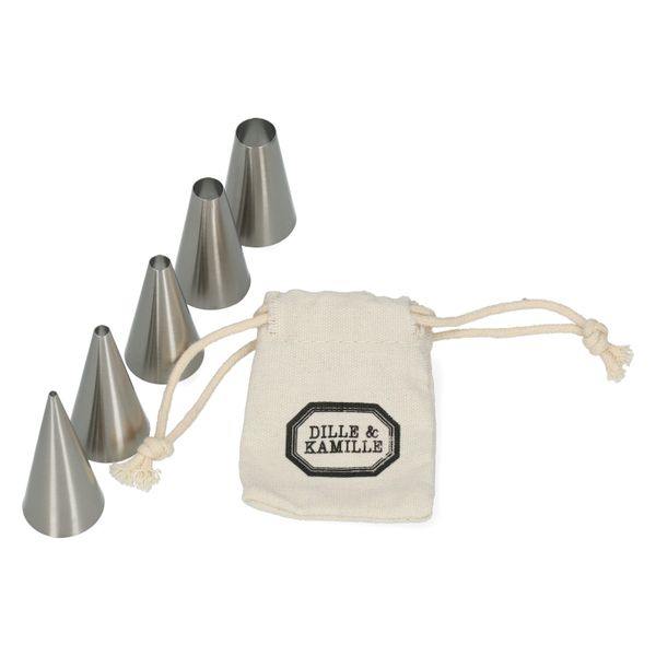 Ronde spuitmondjes, rvs, set van 5