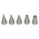 Circular mouth nozzles, stainless steel, set of 5
