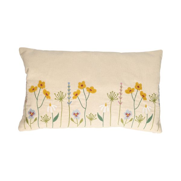 Coussin, coton bio, fleurs de printemps, 30 x 50 cm