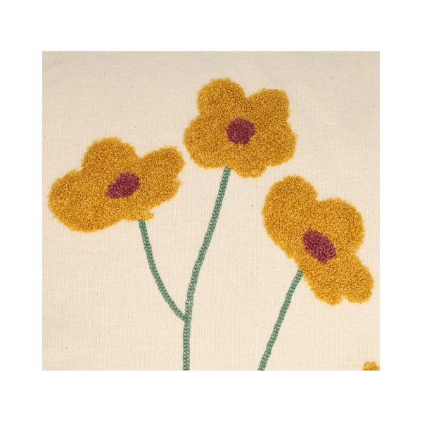 Kussen, bio-katoen, lentebloemen, 50 x 50 cm