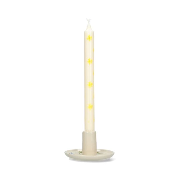 Bougies de table ornées de fleurs jaunes, 25 cm, lot de 2